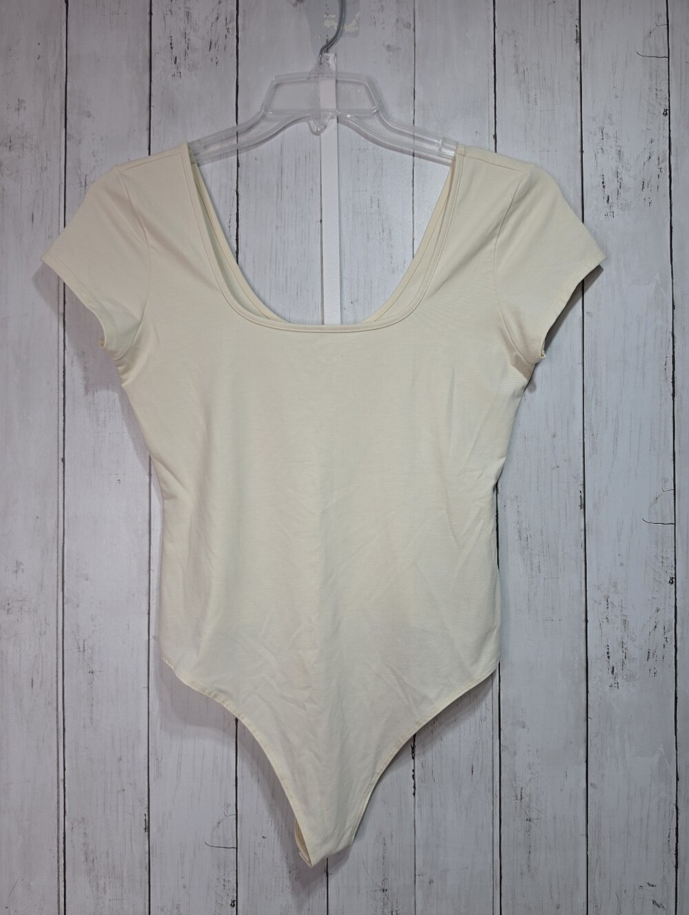 NWOT American Eagle AEO Women's Ivory Square Neck Thong Bodysuit Size Large.